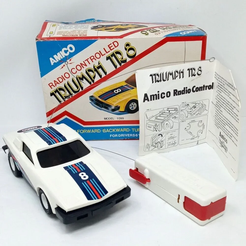 Vintage Amico Triumph TR8 Radio Controlled RC Car w/ Remote & Box *NOT TESTED*